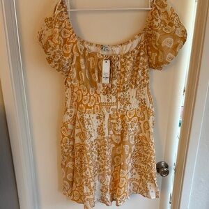 Francesca's Collections Mustard Floral Blouse